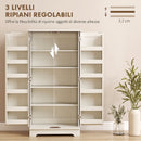 Credenza Cucina Mobile Dispensa 60x40x120 cm con 12 Portaspezie Ripiani Regolabili e 2 Ante in Truciolato e MDF Crema      