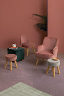 Set 2 Sgabelli  34x34x38 cm in Velluto Adeline Rosa