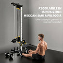 Lat Machine da Parete 62x60x200 cm con Pulegge Regolabili Stazione a Cavi con Pulldown e Carico Pesi Regolabile in Acciaio Nero      