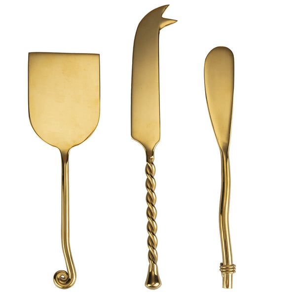 Set 3 Coltelli per Formaggio in Acciaio Lucido VdE Tivoli 1996 Materia Oro online