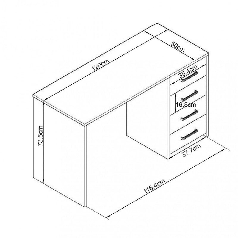 Scrivania Porta Pc Topaz Bianco 120x50x74 h cm in Truciolare bilaminato Bianco