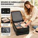 Valigia Rigida Piccola 48 L 56x36x24 cm Espandibile con 4 Ruote e Scomparto per Laptop in ABS Nero      