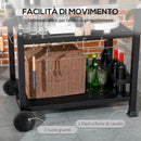 Carrello Barbecue con Tavolino Pieghevole 125x65x84 cm in Acciaio Inox Nero