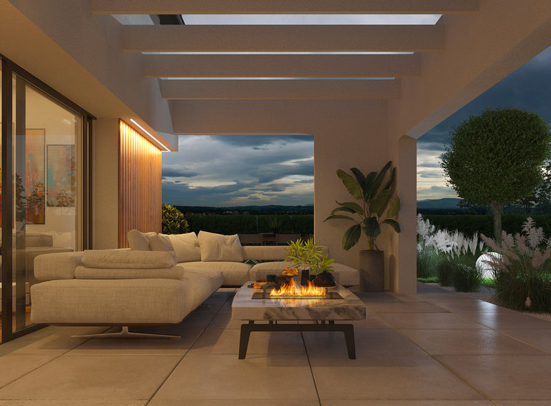 Bruciatore a Bioetanolo da Incasso 80x32x15 cm Insert Slim 800 Nero con Vetro