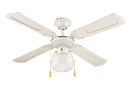 Ventilatore da Soffitto con 4 Pale e Lampada Ø106cm 3 Velocità  Kooper Windy Bianco