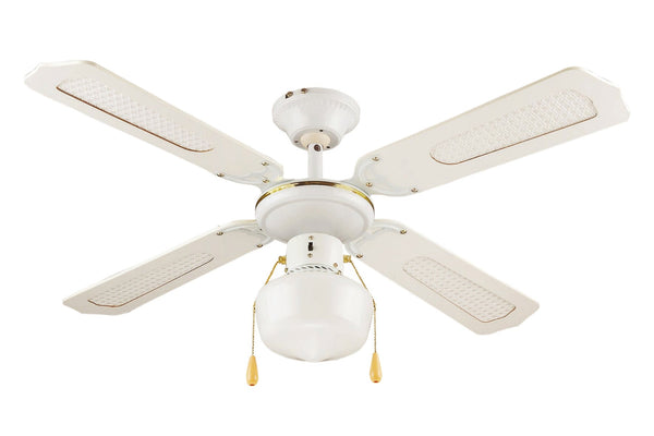 prezzo Ventilatore da Soffitto con 4 Pale e Lampada Ø106cm 3 Velocità  Kooper Windy Bianco