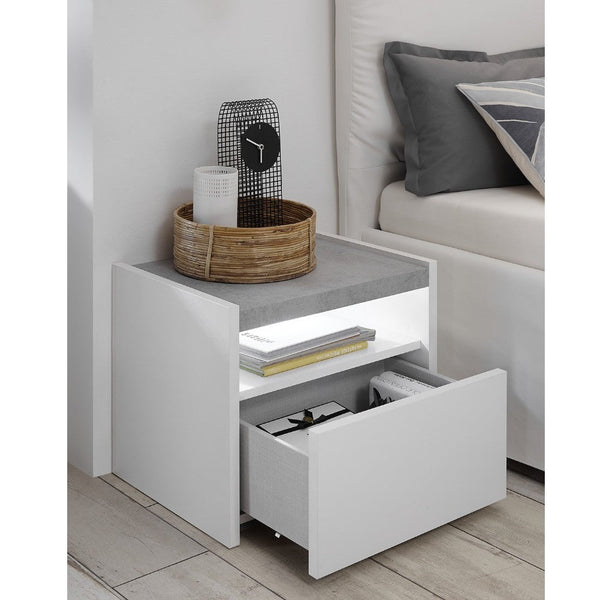 Set 2 Comodini 51x42x40 cm Everest bianco opaco cemento prezzo