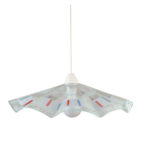 Sospensione D50 1xE27 Montatura Bianca Vetro Lastra Bianco E-Energy Bianca sconto