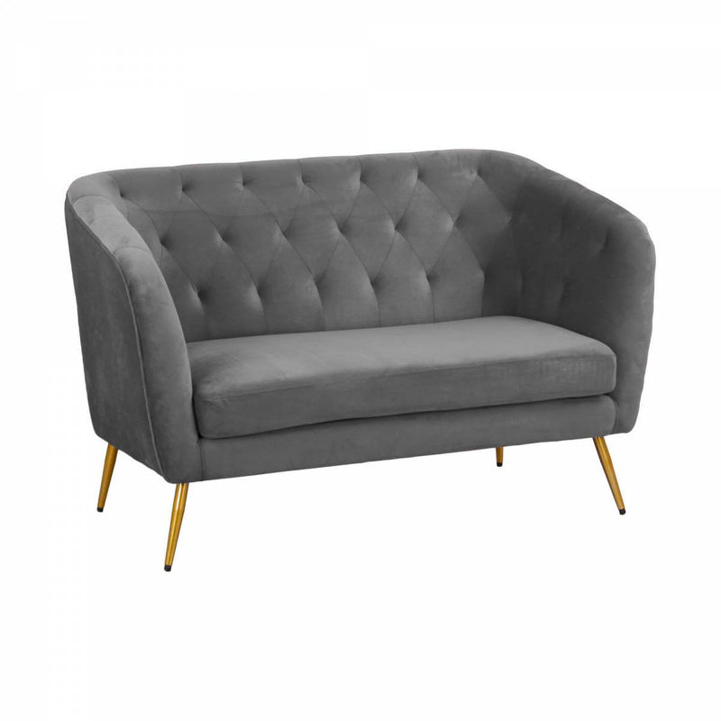 Divano 2 Posti 135x82 cm in Velluto Grigio