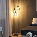 Lampada da Terra con Paralumi E27 in Metallo Nero