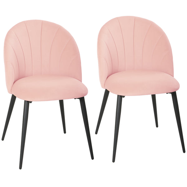 Set 2 Sedie da Pranzo Imbottite 52x55x79 cm con Schienale a Conchiglia in Velluto Rosa prezzo