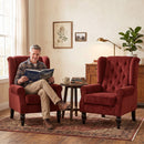 Poltrona da Salotto 74x86x102 cm con Ampia Seduta e Gambe in Legno di Eucalipto in Velluto Rosso Vino      