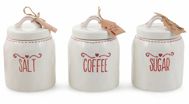 Set 3 Barattoli Sale Caffè Zucchero in Ceramica Villa d'Este Home Tivoli Heart