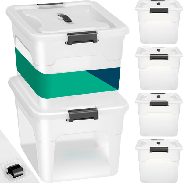 acquista Set 4 Scatole Contenitori Salvaspazio Porta Oggetti da 60L Portaoggetti in Plastica Trasparente