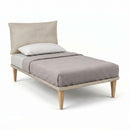 Letto Singolo con Rete Rivestita Microfibra Sabbia Tessis Testata Soft Varie Misure