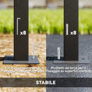 Gazebo da Giardino Estensibile 295-560x295x275 cm Copertura in Poliestere UPF30+ con Ruote Grigio  