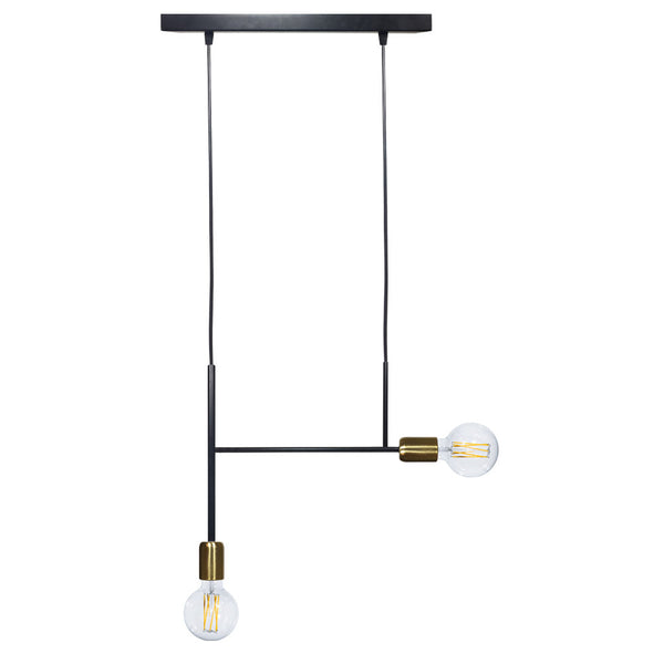 Sospensione 2xE27 Montatura Verniciata Nero Oro Satinato E-Energy Elvira online