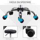 Set 2 Sgabelli Girevoli con Ruote Ø35.5x46-38 cm in Similpelle Nero