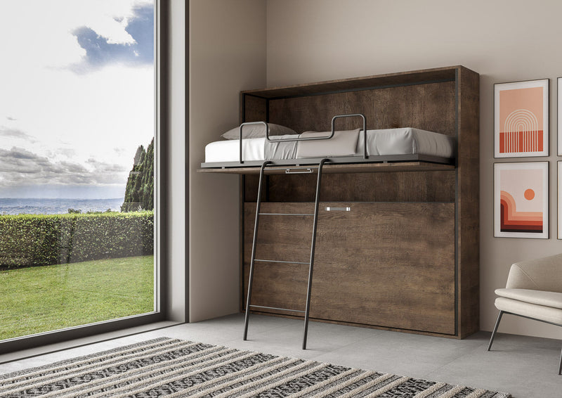 Letti Singoli a Scomparsa Salvaspazio Orizzontale Kando H191 cm Marrone