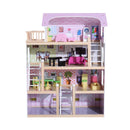 Casa delle Bambole per Bambini a 4 Piani in Legno con Accessori Rosa 60x30x80 cm 