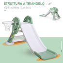 Scivolo per Bambini 146x68x68 cm con Canestro e Pallone Basket Verde e Bianco