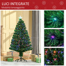 Albero di Natale Artificiale 120 cm 130 Rami in Fibra Ottica e PVC e 16 luci LED 
