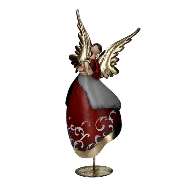 Angelo metallo con arpa oro e rosso cm 30x10,8xh67,3 prezzo