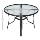 Tavolo da Giardino Ø106,5x71 cm in Acciaio e Vetro Nero