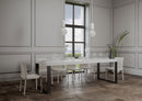 Tavolo Allungabile 120-224x90x77 cm Tecno Premium Bianco Frassino Telaio Antracite 