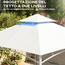 Gazebo da Giardino 3x3 m Tenda Laterale con Tasche Portaoggetti e Gancio a Soffitto in Metallo e Poliestere UPF30+ Bianco Crema      