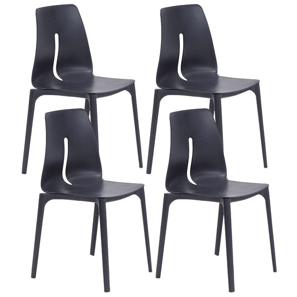 online Set 4 Sedie Impilabili 85x50x51 cm in Polipropilene e Fibra di Vetro Lisbona Antracite
