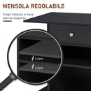 Mobile Porta Stampante 1 Cassetto 2 Ripiani 60x40x68,5 cm in Legno  Nero