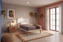 Letto Singolo con Rete Rivestita Similpelle Bianco Tessis Testata Button Varie Misure