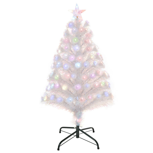 Albero di Natale Artificiale 90 cm 90 Rami con Luci LED e Fibre Ottiche Colorate Bianco prezzo