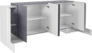 Credenza 2 + 4 Ante 210x45x85 cm Pillon Bianco Lucido e Ardesia
