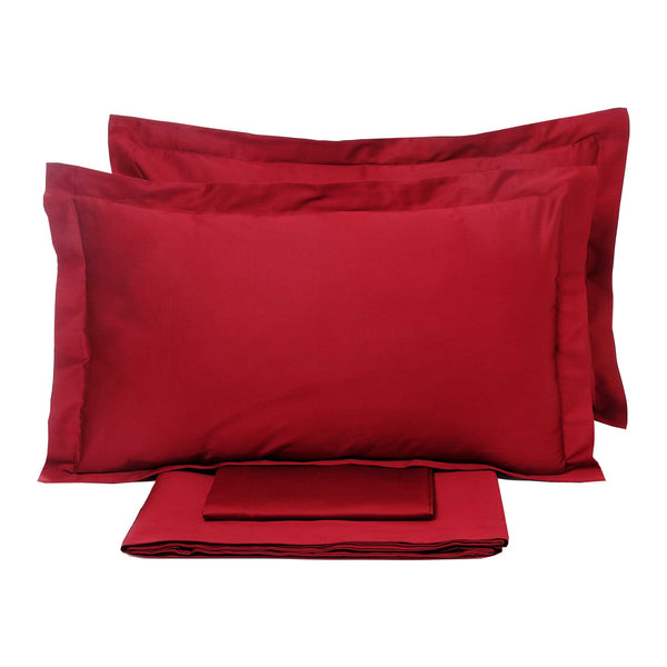 Set Lenzuola Matrimoniale Sopra Sotto e Federe Tinta Unita Garrini Clarice Bordeaux sconto