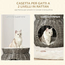 Cuccia per Gatti Ø50x43,5 cm in Rattan Grigio Scuro