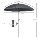 Ombrellone da Giardino Ø180x209 cm in Poliestere e Acciaio Grigio