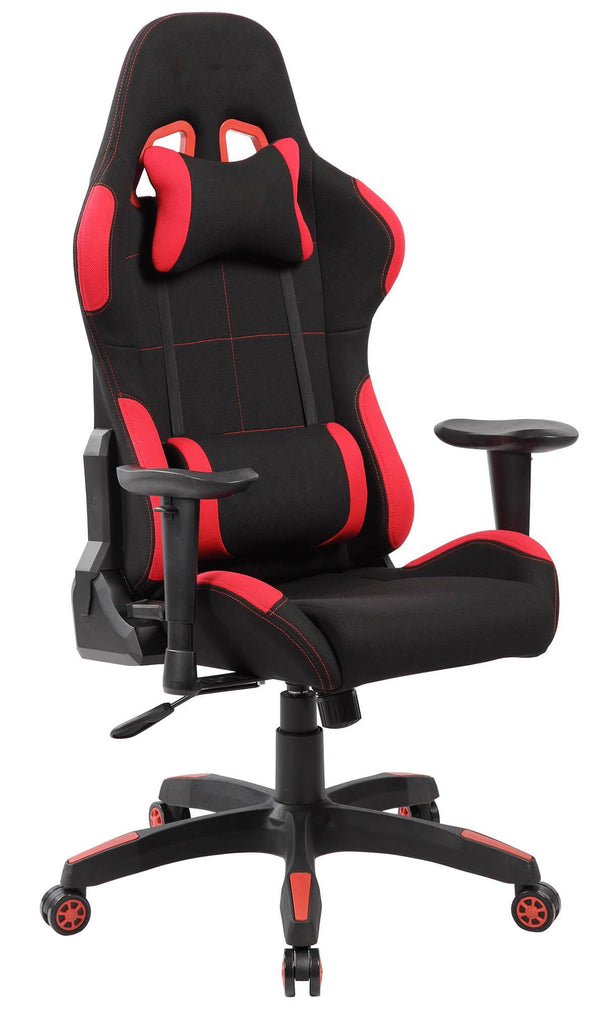 online Sedia da Gaming Ergonomica 72x57x134 cm in Tessuto Nera e Rossa