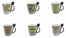 Set 20 Tazze con Cucchiaino Ø8,5x10 cm in Gres Villa d'Este Home Tivoli Carribbean Queen Vari Colori