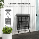 Tavolo da Giardino Pieghevole Quadrato 80x80x74 cm con Piano a Rete in Acciaio Nero