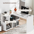 Scrivania Angolare Moderna per Ufficio 120x100x77 cm in Legno Bianco    