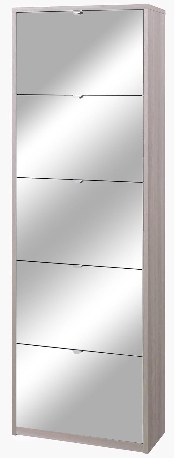 Scarpiera 5 Ante con Specchio 63x190x29 cm Olmo Chiaro prezzo