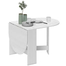 Tavolo Pieghevole da Pranzo 163x80x75 cm con 2 Ribalte Ovale in Legno Bianco  