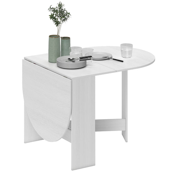 Tavolo Pieghevole da Pranzo 163x80x75 cm con 2 Ribalte Ovale in Legno Bianco prezzo