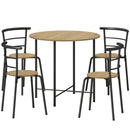 Set Tavolo da Pranzo Rotondo Stile Industriale con 4 Sedie Salvaspazio in Legno e Metallo      