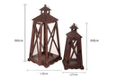 Set 2 Lanterne Decorative in Legno e Metallo Marrone