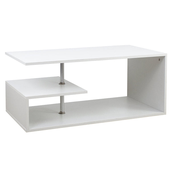 Tavolino Salotto Caffe Rettangolare Design Moderno Legno MDF 3 Ripiani Bianco acquista