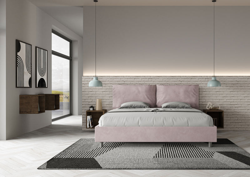 Letto Matrimoniale Imbottito in Microfibra Antea Large Glicine Varie Misure