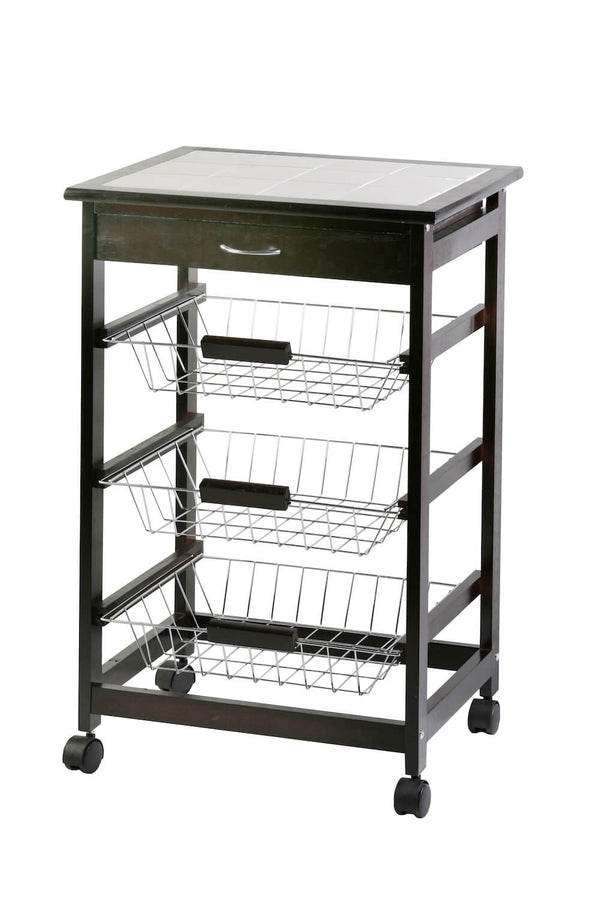 prezzo Carrello da Cucina in Legno Wengè 3 Cestelli Tosini C002W